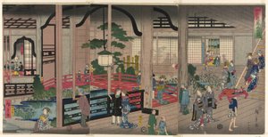 El Interior del Gankiro en Yokohama de Utagawa Hiroshige II