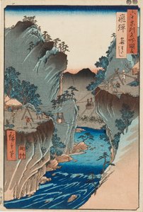 Grabado en madera - Hida, Kagowatashi, No 24, siglo XIX