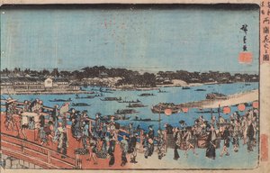 Fuegos artificiales en Ryogoku de Utagawa II Hiroshige