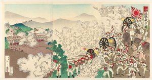 La pequeña pelea en Seúl, Corea Chôsen Keijô no shôsen (título sobre objeto) de Utagawa Kokunimasa