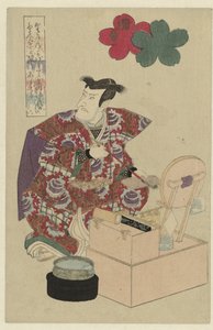 hombre en su tocador Templo Sekidera (título sobre objeto) de Utagawa Kunisada (I) (attributed to)