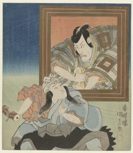 Joven actor con un retrato de Ichikawa Danjûrô VII de Utagawa Kunisada (I)