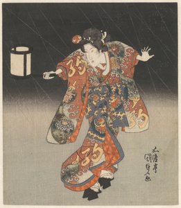 Kisegawa con linterna bajo la lluvia de Utagawa Kunisada (I)