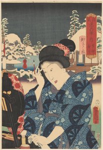 Nieve persistente en Utsusemi (título sobre el objeto) Genji emparejado con las ocho vistas (título de la serie en el objeto) de Utagawa Kunisada (I)