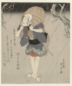 hombre, en, paja, impermeable de Utagawa Kunisada (I)