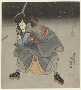 Hombre con espada durante la noche de Utagawa Kunisada (I)