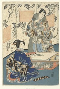 Príncipe Genji y dama de la corte de Utagawa Kunisada (I)