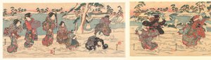 lanzando bolas de nieve de Utagawa Kunisada (I)