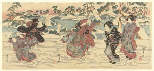 lanzando bolas de nieve de Utagawa Kunisada (I)