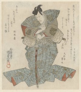 Señor de pie en kimono azul de Utagawa Kunisada (I)