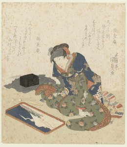Mujer hace una pintura de arena de Utagawa Kunisada (I)