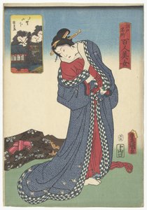 Yamashita en Ueno Ueno Yamashita (título sobre objeto) Compara cien bellezas con lugares famosos de Edo (título de la serie) Edo meisho hyakunin bijo (título de la serie sobre el objeto) de Utagawa Kunisada (I)