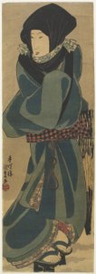 (Mujer con capa y capucha), c. 1830-1844 de Utagawa Kunisada