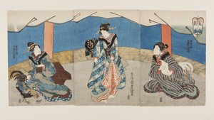 Bellezas durante una pelea de gallos (Bijin Toriaiu)