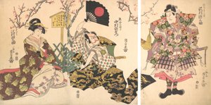 Escena de Kabuki en el campamento de Kumagai, de la obra La crónica de la batalla de Ichinotani de Utagawa Kunisada