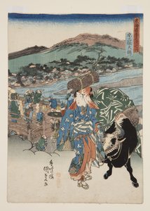 Kioto: El Gran Puente en Sanj? (grabado en madera a color) de Utagawa Kunisada