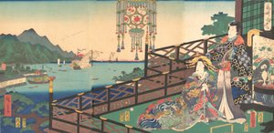 Mitsuuji en el Distrito de Placer Maruyama de Nagasaki, 3er mes, 1861 de Utagawa Kunisada