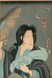 Poeta y mariposa, publicado por Otaya Takichi de Utagawa Kunisada