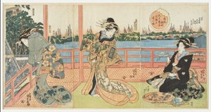 Shinmachi en Osaka: cortesanas de alto rango se divierten en el restaurante Ukamuse, de la serie «Restaurantes famosos en las provincias» de Utagawa Kunisada
