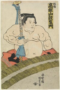 El luchador Takaneyama Seiemon del establo Higo, 1830-1844
