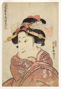 El actor Iwai Hanshiro V como la hija del verdulero, Oshichi, c.1815 de Utagawa Kunisada