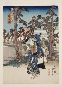 Vista de Yoshiwara (grabado en madera a color) de Utagawa Kunisada