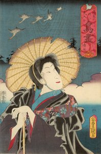 Gansos salvajes, publicado por Otaya Takichi de Utagawa Kunisada