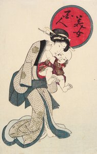 Mujer sosteniendo un bebé de Utagawa Kunisada