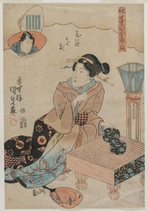 Mujer Preparándose para Jugar Go de Utagawa Kunisada