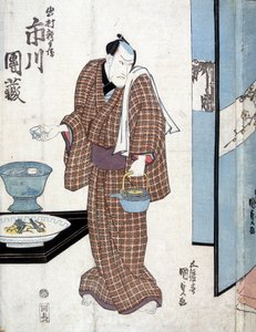 Japonés yendo a servir té - por Kounisada de Utagawa Kunisada II