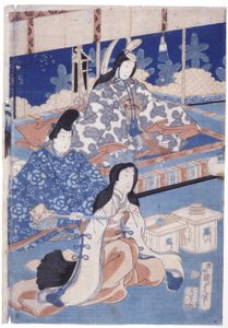 Bienvenida a la primavera con una reunión de flores (Hana Soroi Haru No Taimen) (xilografía en color) de Utagawa Kunisada II
