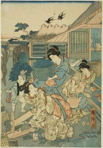 Gran prosperidad en la Granja de la Seda (Kaikoya Daihanjono Zu) de Utagawa Kunisato