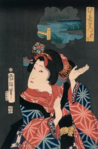 La joven doncella Oshichi de Utagawa Kuniteru