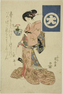 Belleza representando el otoño, de una serie sin título de bellezas representando las cuatro estaciones de Utagawa Kuniyasu