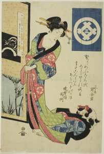 Belleza representando el invierno, de una serie sin título de bellezas representando las cuatro estaciones de Utagawa Kuniyasu