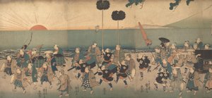 Niños Actuando una Procesión de Daimyo de Utagawa Kuniyoshi