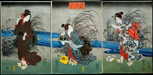 Cazando luciérnagas en verano (Nōryō no hotaru) Serie: Diversiones de las Cuatro Estaciones (Shiki yūkan), c.1845-1846 de Utagawa Kuniyoshi
