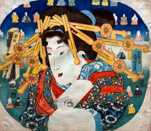 Cortesana Serie: Tres dificultades modernas para las mujeres (Tōsei sanpukutsui), c.1833