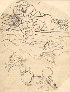 Daikoku and Ebisu, Two of the Seven Gods of Happiness de Utagawa Kuniyoshi