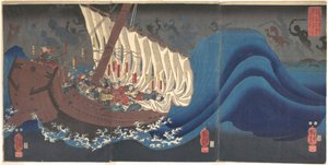 Fantasmas de los Taira en la bahía de Daimotsu de Utagawa Kuniyoshi