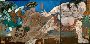 Gran Torneo de Sumo en el Monte Akazawa (Akazawayama Ōzumō) de Utagawa Kuniyoshi