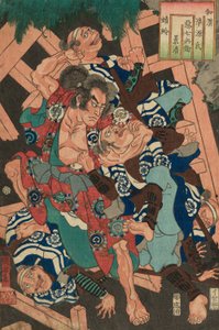 Kagero: Akushichibei Kagekiyo, de la serie "Comparaciones japonesas y chinas para los capítulos de Genji (Wakan nazorae Genji)" de Utagawa Kuniyoshi