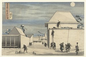 Ataque nocturno en el Acto Once de la obra Chushingura Chushingura juichidanme youchi no zu (título sobre objeto)