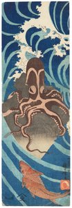 Pulpo sobre una roca, c.1837 (xilografía) de Utagawa Kuniyoshi