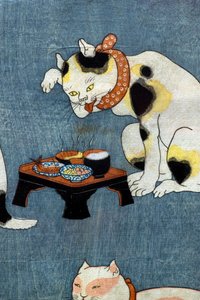 Proverbios Ilustrados por Gatos (Tatoe zukushi no uchi), c.1852 de Utagawa Kuniyoshi