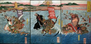 La batalla en el río Uji de Utagawa Kuniyoshi