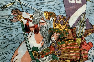 La Batalla en el Río Uji (Ujigawa kassen no zu), c.1831-32 de Utagawa Kuniyoshi