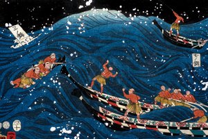 El florecimiento de siete costas con grandes peces de Utagawa Kuniyoshi
