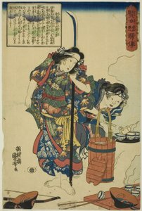 La esposa de Izumi no Saburo Tadahira, de la serie Vidas de mujeres sabias y heroicas (Kenjo reppu den) de Utagawa Kuniyoshi