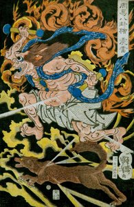 Dios del Trueno (Shinrai) Serie: Imágenes de los Ocho Trigramas en la Adivinación China (Shūeki hakke-e), c.1839-41 de Utagawa Kuniyoshi